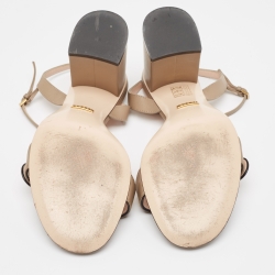Pre Owned Gucci Beige Leather GG Marmont Sandals Size 40