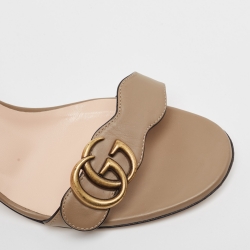 Pre Owned Gucci Beige Leather GG Marmont Sandals Size 40