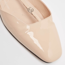 مملوكة مسبقًا Gucci Beige Patent Leather Double G Slingback Flats Size 39.5