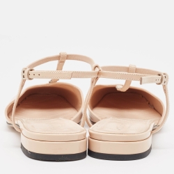 مملوكة مسبقًا Gucci Beige Patent Leather Double G Slingback Flats Size 39.5