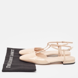 مملوكة مسبقًا Gucci Beige Patent Leather Double G Slingback Flats Size 39.5