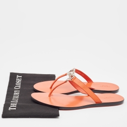 مملوكة مسبقًا Gucci Orange Leather Interlocking G logo Thong Sandals Size 39.5