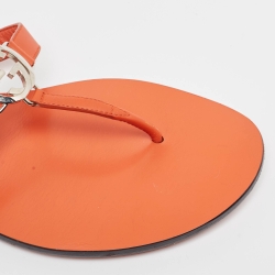 مملوكة مسبقًا Gucci Orange Leather Interlocking G logo Thong Sandals Size 39.5