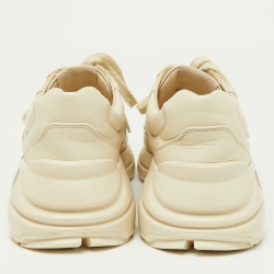Pre Owned Gucci Cream Leather Rhyton Low Top Sneakers Size 38