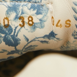 Pre Owned Gucci Beige Leather Glitter Logo Rhyton Sneakers Size 38