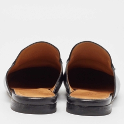 Pre Owned Gucci Black Leather Princetown Mules Size 38.5