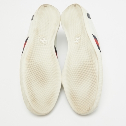 Pre Owned Gucci White Guccissima Leather Web Low Top Sneakers Size 38
