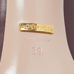 مملوكة مسبقًا Gucci Burgundy Leather Horsebit GG Round Toe Pumps Size 39
