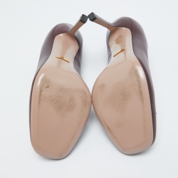 مملوكة مسبقًا Gucci Burgundy Leather Horsebit GG Round Toe Pumps Size 39
