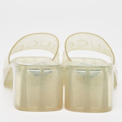 Pre Owned Gucci Transparent PVC  Logo Block Heel Slide Sandals Size 37