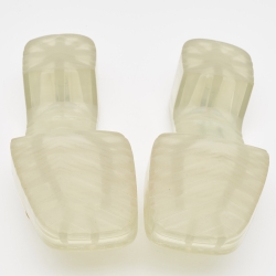 Pre Owned Gucci Transparent PVC  Logo Block Heel Slide Sandals Size 37
