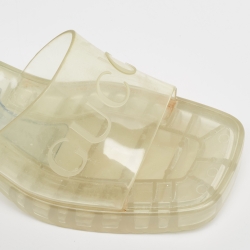 Pre Owned Gucci Transparent PVC  Logo Block Heel Slide Sandals Size 37