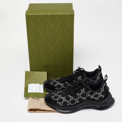 مملوكة مسبقًا Gucci Black Mesh and Suede Run Crystal Embellished Sneakers Size 40