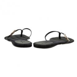 Pre Owned Gucci Black Leather GG Thong Sandals Size 36.5