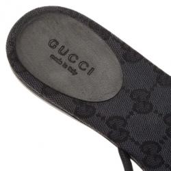 Pre Owned Gucci Black Leather GG Thong Sandals Size 36.5