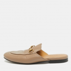 مملوكة مسبقًا Gucci  Brown Leather Princetown Mules Size 36