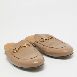 مملوكة مسبقًا Gucci  Brown Leather Princetown Mules Size 36
