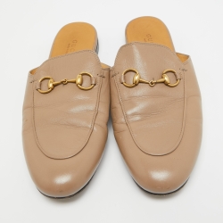 مملوكة مسبقًا Gucci  Brown Leather Princetown Mules Size 36
