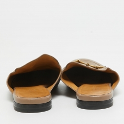 مملوكة مسبقًا Gucci  Brown Leather Princetown Mules Size 36