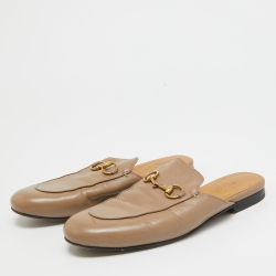 مملوكة مسبقًا Gucci  Brown Leather Princetown Mules Size 36