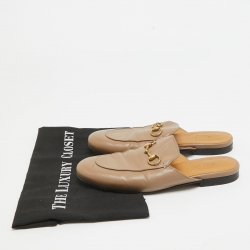 مملوكة مسبقًا Gucci  Brown Leather Princetown Mules Size 36