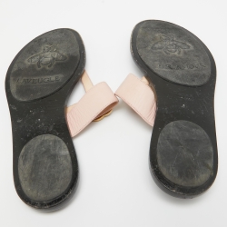 Pre Owned Gucci Pink Leather GG Marmont Thong Flats Size 39