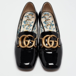 Pre Owned Gucci Black Patent Leather GG Marmont Pumps Size 36.5