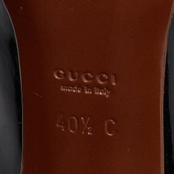 Gucci Black Brogue Patent Leather Horsebit Fringe Detail Loafer Pumps Size 40.5