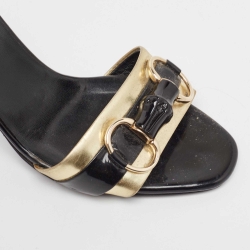 Gucci Black/Gold Leather Slip On Sandals Size 36