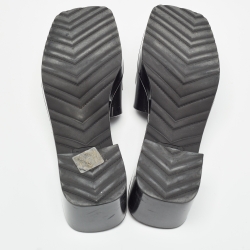 Pre Owned Gucci Black Rubber Logo Embossed Slides Size 38     