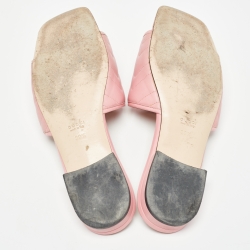 Pre Owned Gucci Pink Leather  GG Marmont Flat Sides Size Sandals Size 39.5