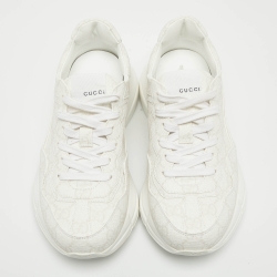 Pre Owned Gucci White GG Supreme Canvas Rhyton Sneakers Size 36