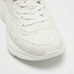 Pre Owned Gucci White GG Supreme Canvas Rhyton Sneakers Size 36