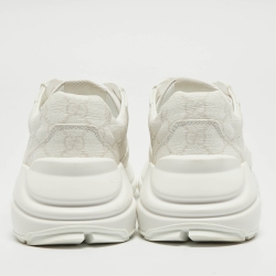 Pre Owned Gucci White GG Supreme Canvas Rhyton Sneakers Size 36