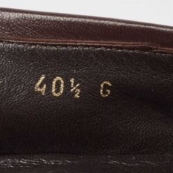 Pre Owned Gucci Brown Canvas and Leather Horsebit Loafers Size 40.5