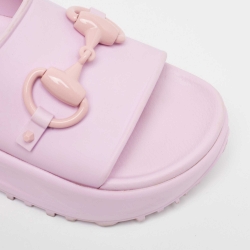 Pre Owned Gucci Purple Rubber Slingback Sandals Size 38