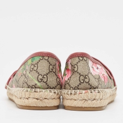 مملوكة مسبقًا Gucci Beige/Grey Canvas Whipstitch Trim Espadrilles Size 37.5