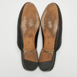 Pre Owned Gucci Black Leather Princetown Mules Size 37  