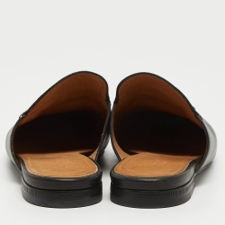 Pre Owned Gucci Black Leather Princetown Mules Size 37  
