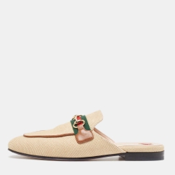 Gucci Beige Canvas Princetown Mules Size 36.5 Gucci TLC