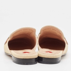 Pre Owned Gucci Beige Canvas Princetown Mules Size 36.5