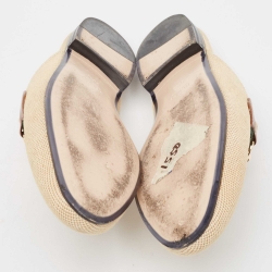 Pre Owned Gucci Beige Canvas Princetown Mules Size 36.5