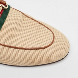 Pre Owned Gucci Beige Canvas Princetown Mules Size 36.5