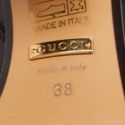 Pre Owned Gucci Black Leather Logo Pearl Embellished Ankle Boots Size 38