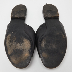 Pre Owned Gucci Black Leather Horsebit Flat Slides Size 39.5