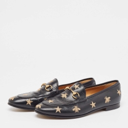 مملوكة مسبقًا Gucci Black Leather Jordaan Loafers Size 39