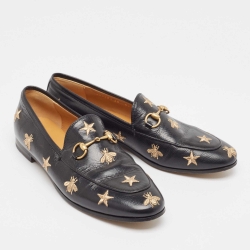 مملوكة مسبقًا Gucci Black Leather Jordaan Loafers Size 39