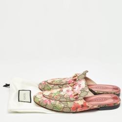 Pre Owned Gucci Multicolor Floral Canvas Princetown Horsebit Flat Mules Size 39