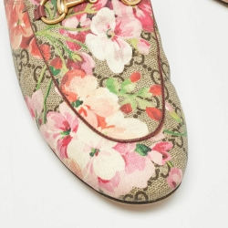 Pre Owned Gucci Multicolor Floral Canvas Princetown Horsebit Flat Mules Size 39