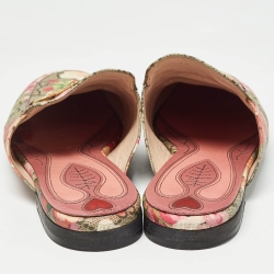 Pre Owned Gucci Multicolor Floral Canvas Princetown Horsebit Flat Mules Size 39
